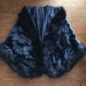 Blue faux fur stole